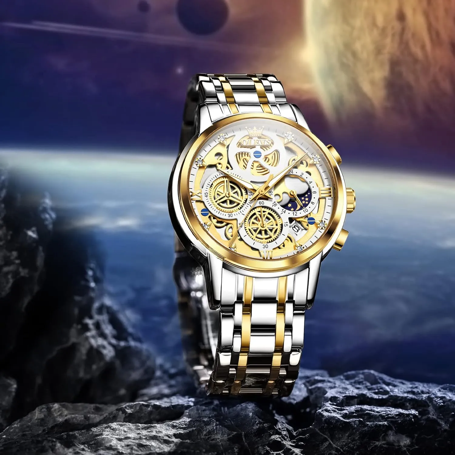 Men Wrist Watch with Date Business Classic Dress Watch for Men Gift for Men reloj de Hombre OLEVS Watch Men Stainless Steel Watches persuasion melange triassic wit christian Luxury Diamond Chronograph Multifunction 