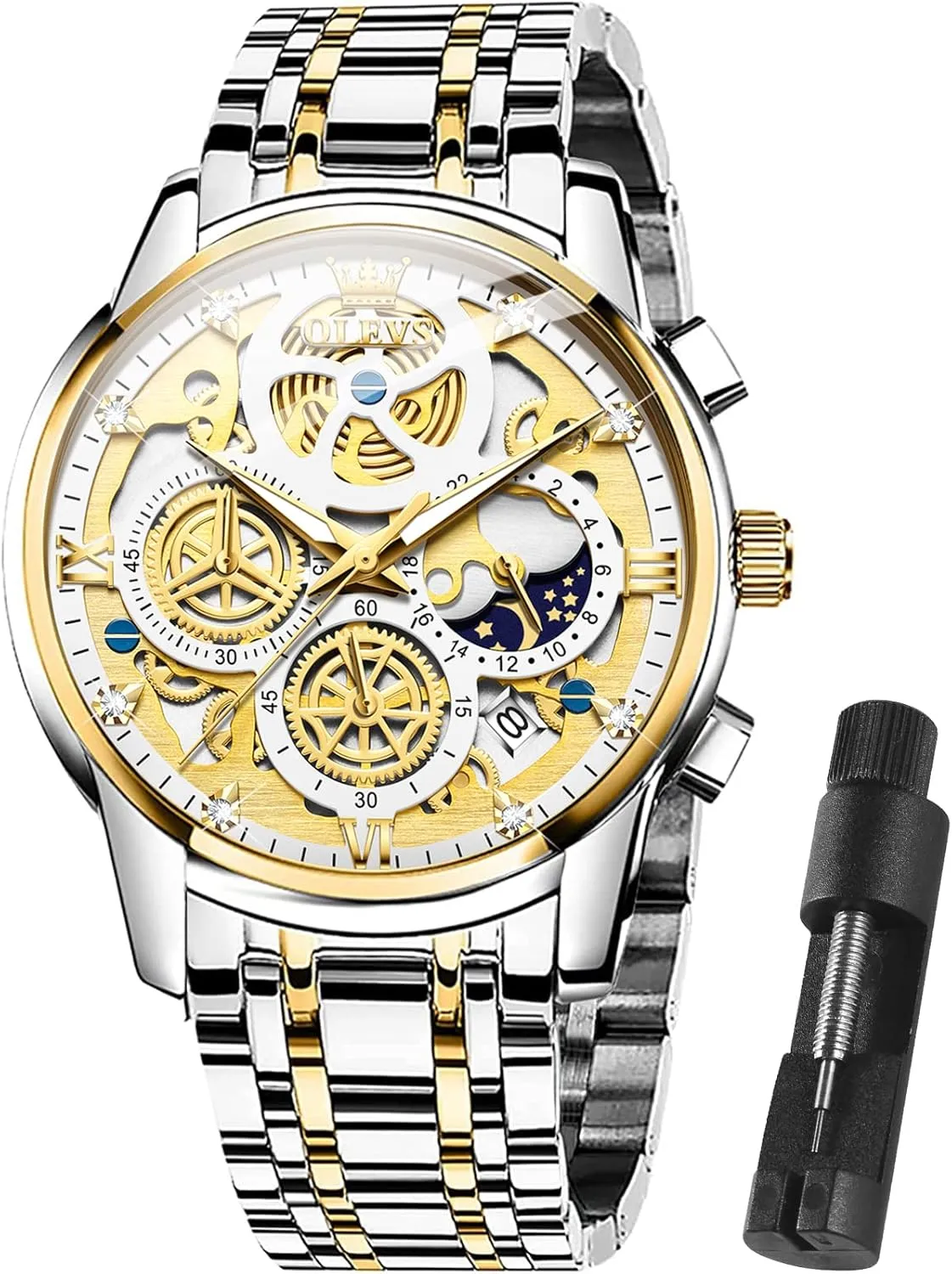 Men Wrist Watch with Date Business Classic Dress Watch for Men Gift for Men reloj de Hombre OLEVS Watch Men Stainless Steel Watches persuasion melange triassic wit christian Luxury Diamond Chronograph Multifunction 