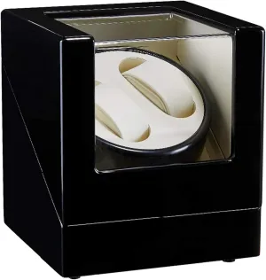 Men's and Ladies Wrist Watch (C) Automatic Double Watch Winder Box fulfill Wood Shell Piano Paint Exterior Silent Motor for 