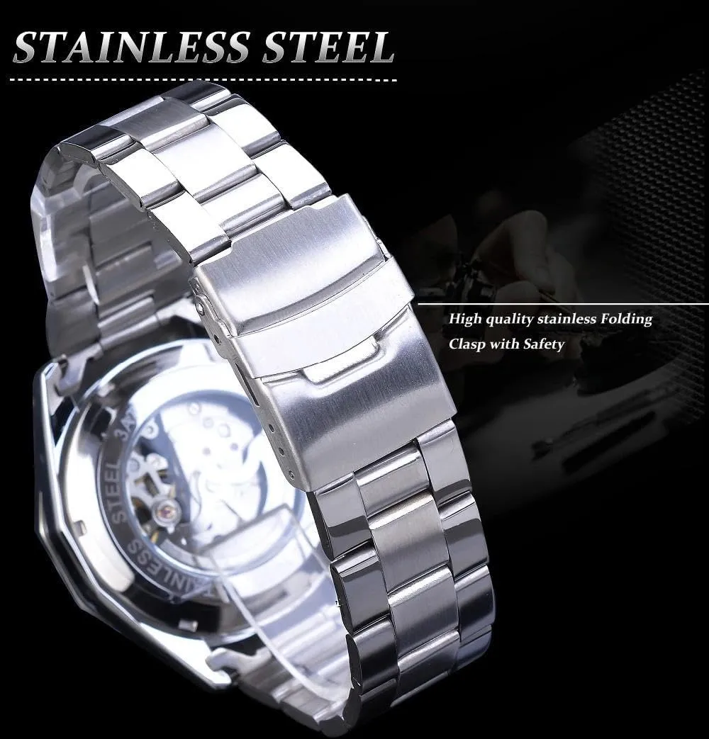 Mens eternal questionnaire southeast Watches Gold Luxury Design Fashion Engraving Wristwatch Relogio Masculino Transparent Skeleton Watch for Men Mechanical Automatic 