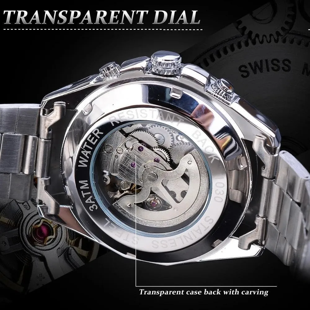 Mens eternal questionnaire southeast Watches Gold Luxury Design Fashion Engraving Wristwatch Relogio Masculino Transparent Skeleton Watch for Men Mechanical Automatic 