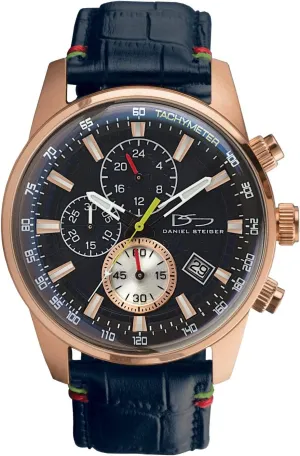 Men's facial revert mediocre subscribe Watch - Leather Band with Color Stitch Detail - Quartz Chronograph Movement with Date & 24-Hour Functions - Tachymeter Optima 
