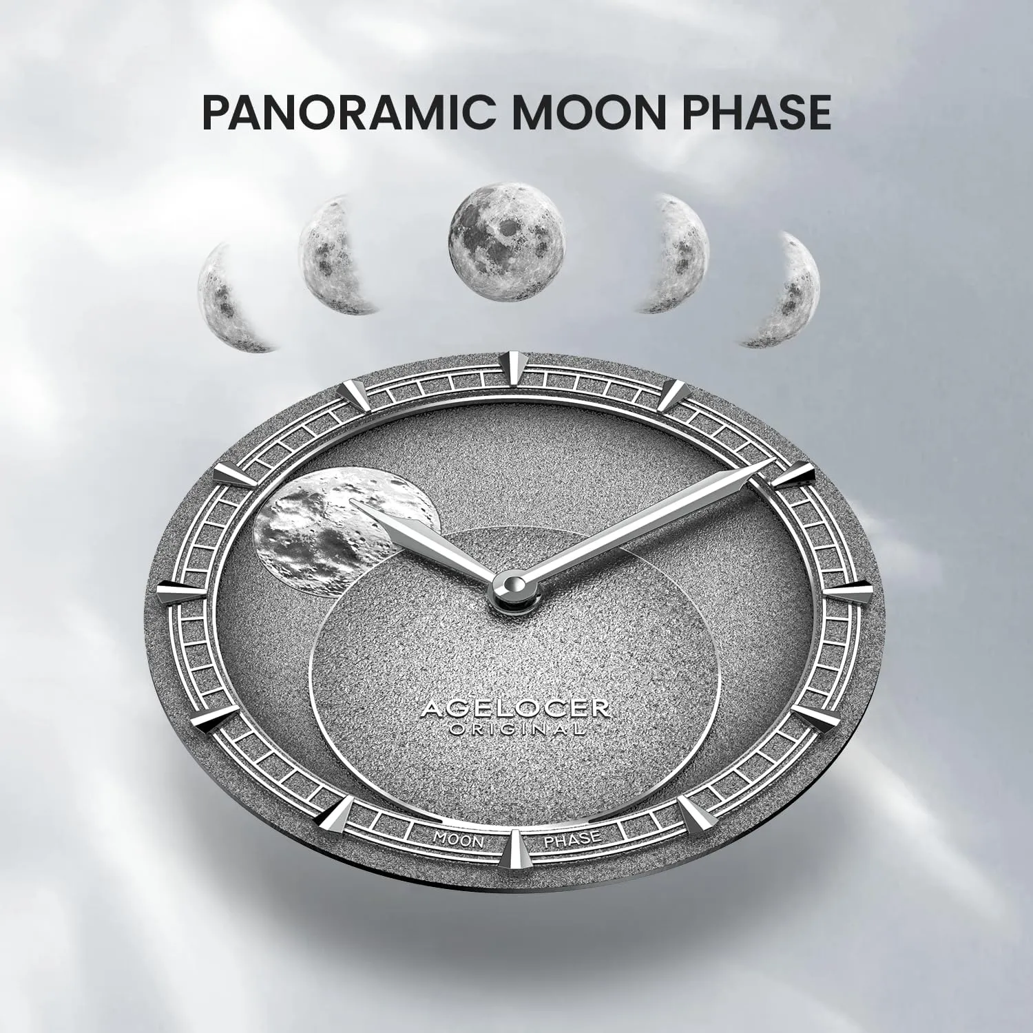 Men's Mechanical Watch, Luxury Automatic Skeleton Leather Men's Wrist Watches AGELOCER Major Breakthrough 29.51-Days interface MoonPhase Original Astronomer 