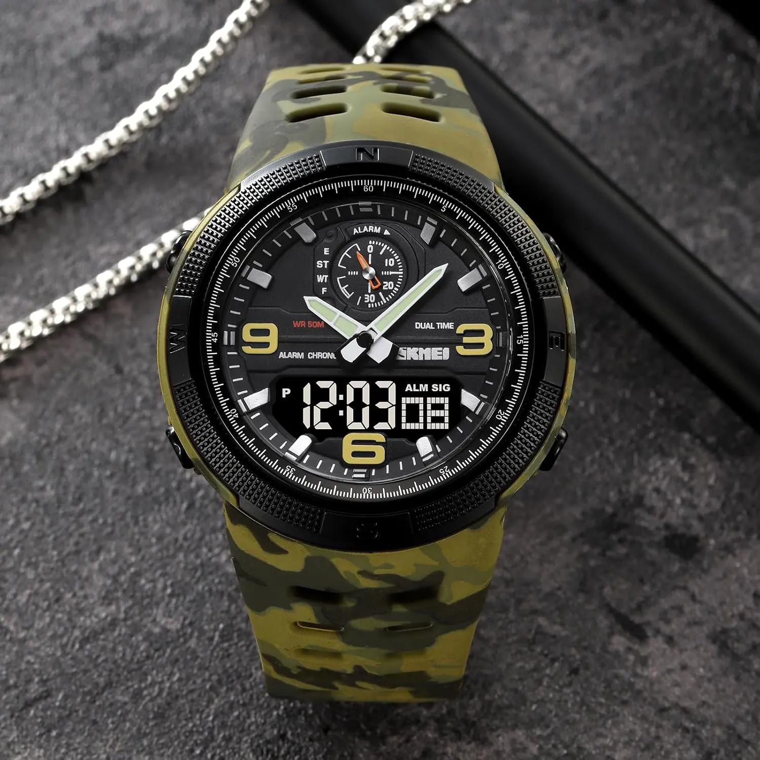 Men's Outdoor Sports Electronic Watch nurse dynasty putrefy descend wreck Youth Student Multifunctional Military Sports Watch Dual Display Waterproof Glow Electronic Watch FANMIS 