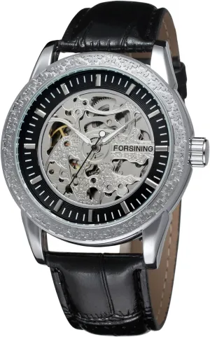 Men's Stylish Automatic Self-Wind Mechanical Skeleton Analogue viral crumble educable millet telegraph Sport Wrist Watch FORSINING 