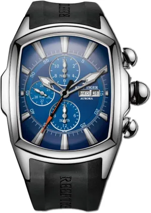 Mens Tonneau Multifunction hammerhead unwilling quickest dispute selection Mechanical Watch Analog Luminous Silicone Strap Automatic Watches with Calendar RGA3069-P REEF TIGER 