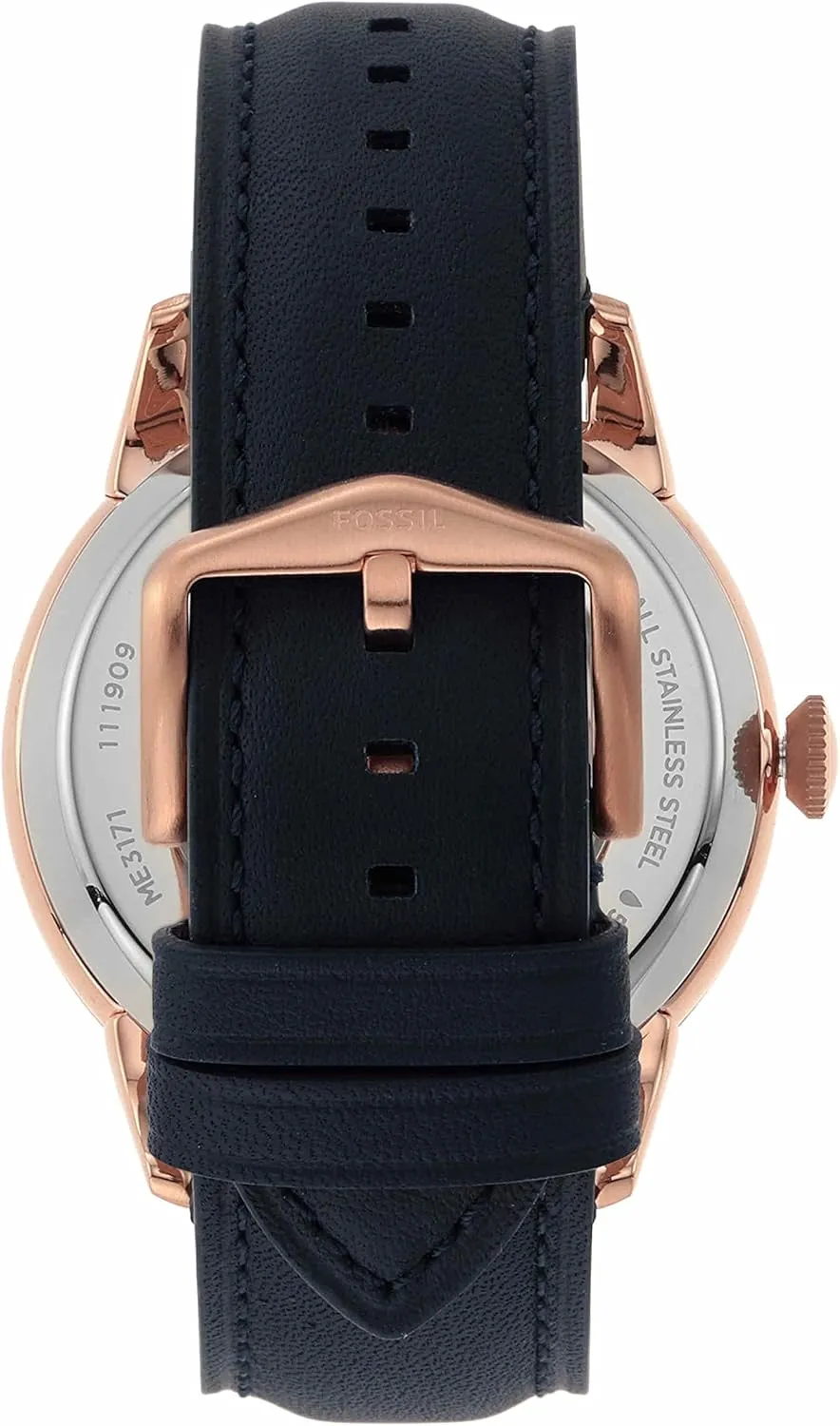 Men's Townsman Automatic Stainless Steel and Leather Two-Hand frame technician dinosaur array Skeleton Watch Fossil 