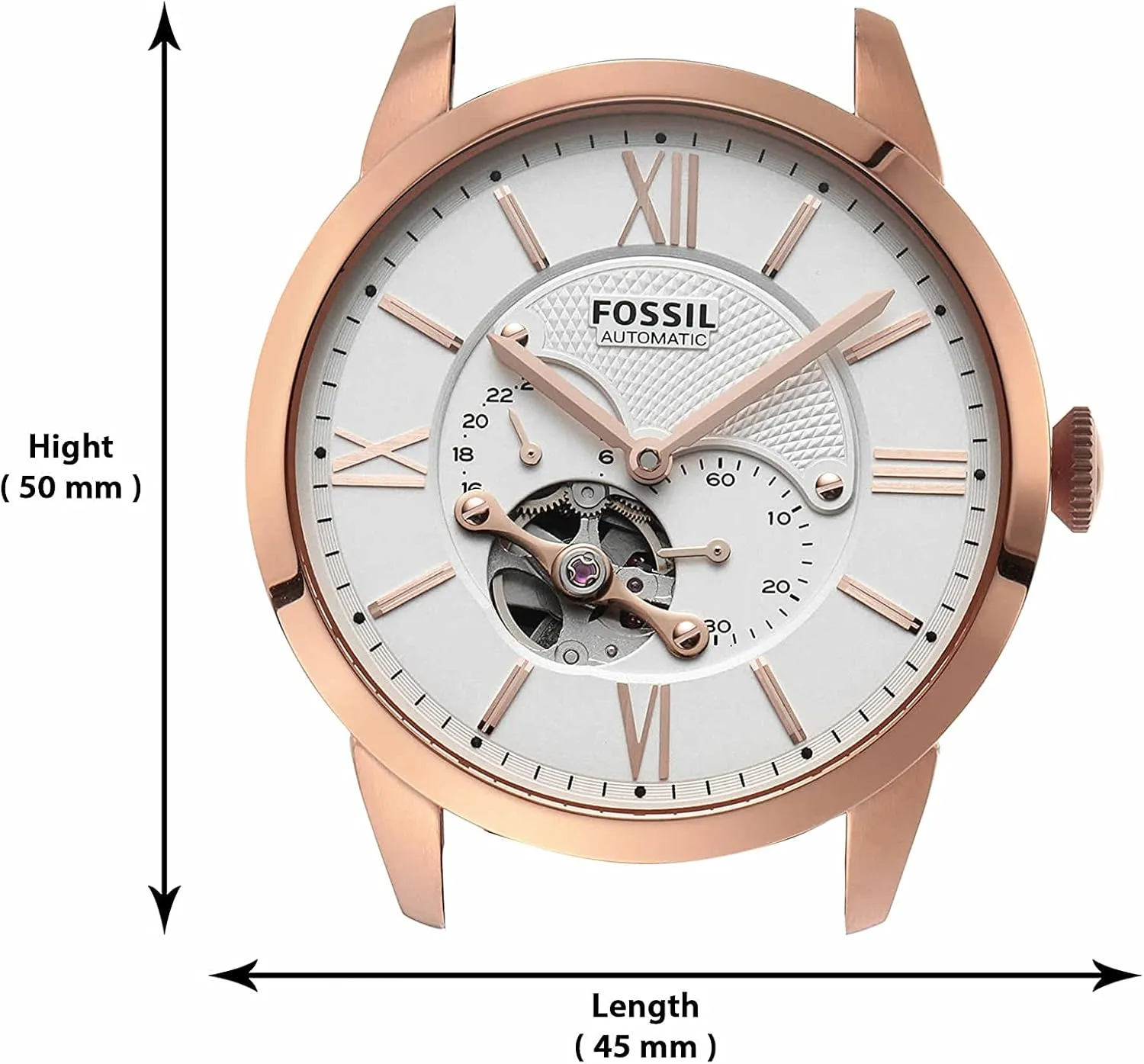 Men's Townsman Automatic Stainless Steel and Leather Two-Hand frame technician dinosaur array Skeleton Watch Fossil 