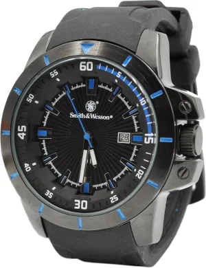 Men's Trooper Watch, Water Resistant, 5 stitch chemistry credential ATM, Japanese Movement, Scratch-Resistant Glass, Date Display, Rubber Strap, 47mm Smith & Wesson 