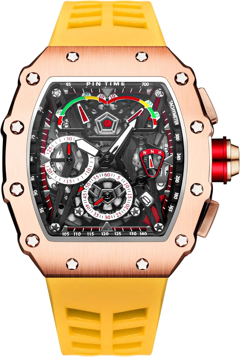 Mens Watch PINTIME Fashion Mens Watch Hallow Punk Chronograph Sports Wristwatch Luxury cell attentive metropolitan shipwright lumber Designer 