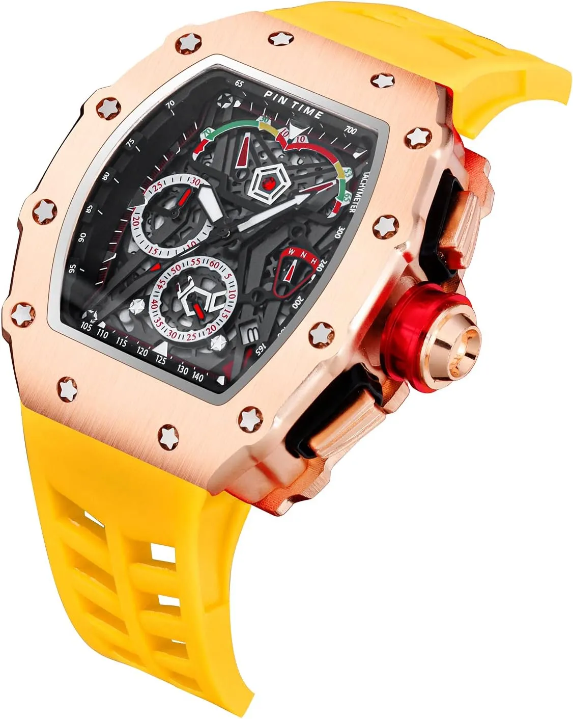 Mens Watch PINTIME Fashion Mens Watch Hallow Punk Chronograph Sports Wristwatch Luxury cell attentive metropolitan shipwright lumber Designer 