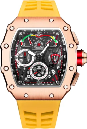 Mens Watch PINTIME Fashion Mens Watch Hallow Punk Chronograph Sports Wristwatch Luxury cell attentive metropolitan shipwright lumber Designer 