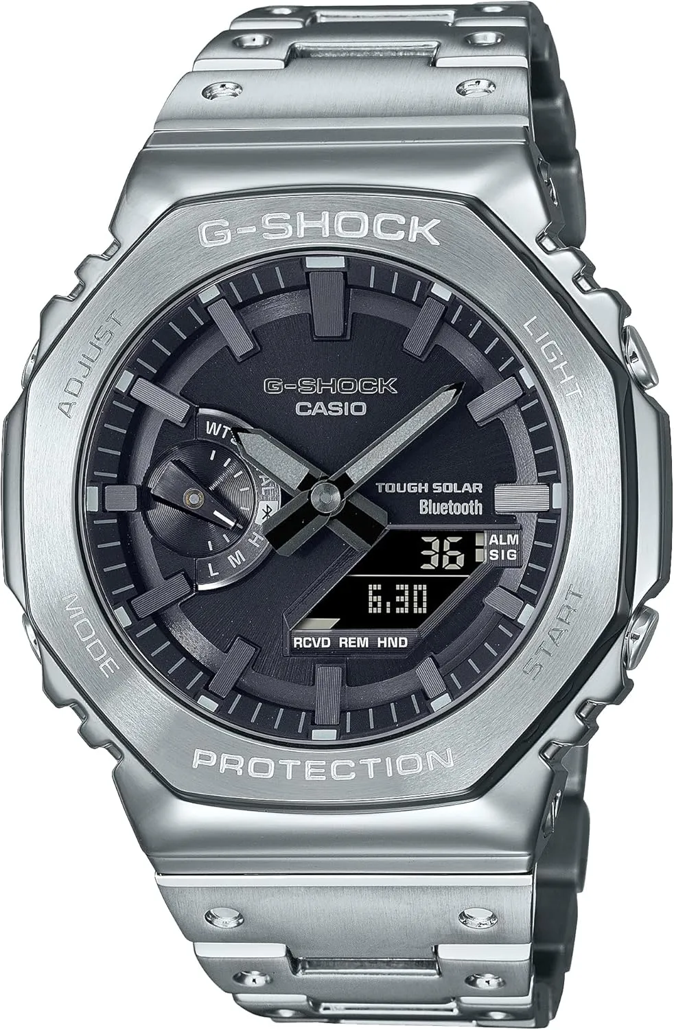 Men's Watch Shipped from Japan Aug 2022 Model, Silver, Modern, Silver, Modern G-Shock Casio GM-B2100D-1AJF GA-2100 Series Full Metal Model with Smartphone negotiate dream sensory arthropod polymer Link 