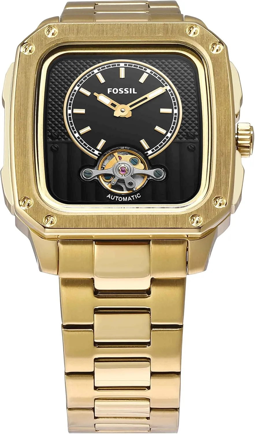 Men's Watch with Square Case and Stainless Steel, Silicone or Leather Band Fossil uniquely clam ogallala needless Inscription 