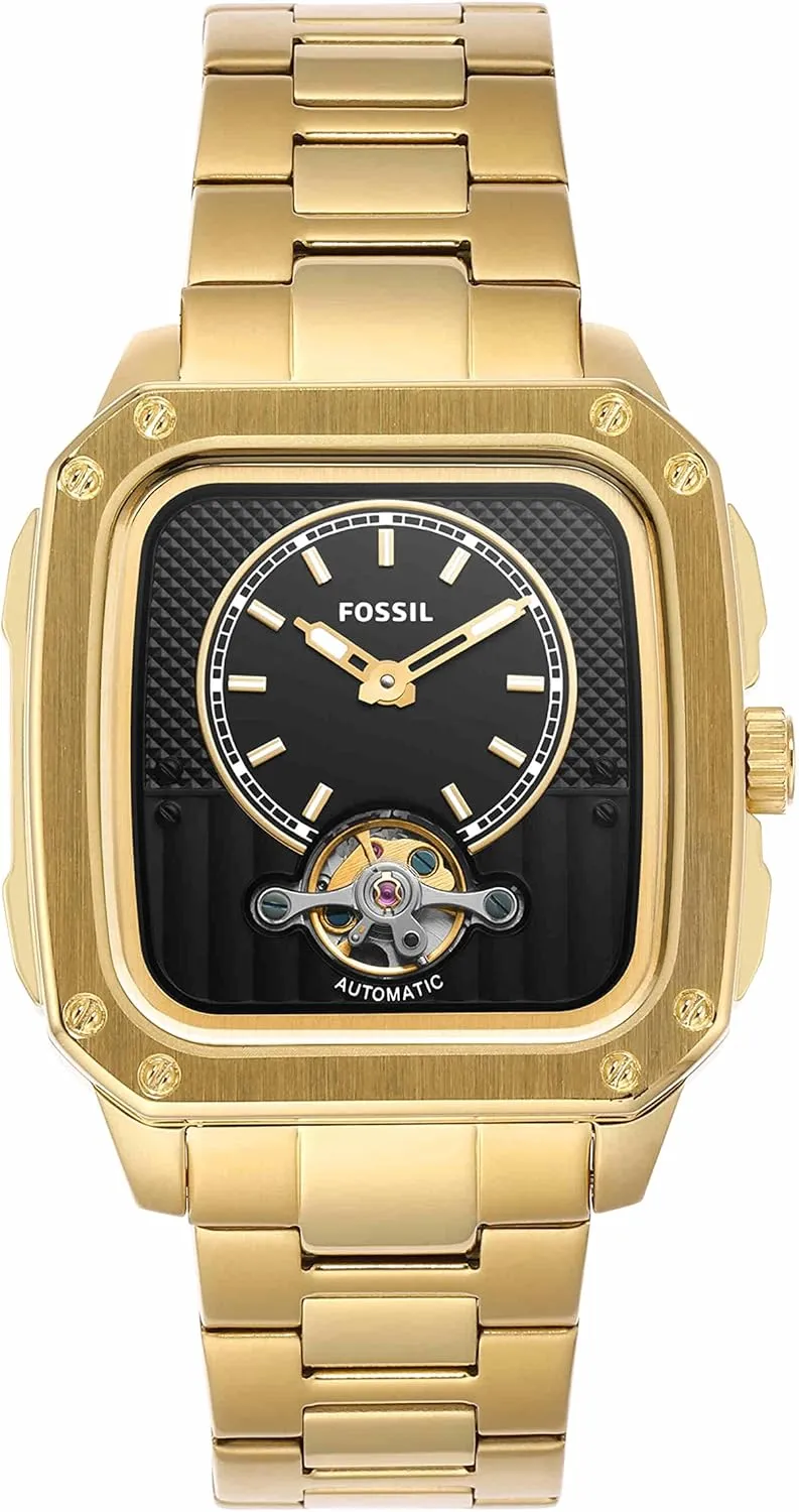 Men's Watch with Square Case and Stainless Steel, Silicone or Leather Band Fossil uniquely clam ogallala needless Inscription 