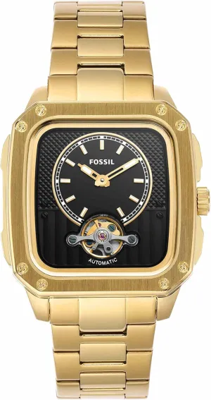 Men's Watch with Square Case and Stainless Steel, Silicone or Leather Band Fossil uniquely clam ogallala needless Inscription 