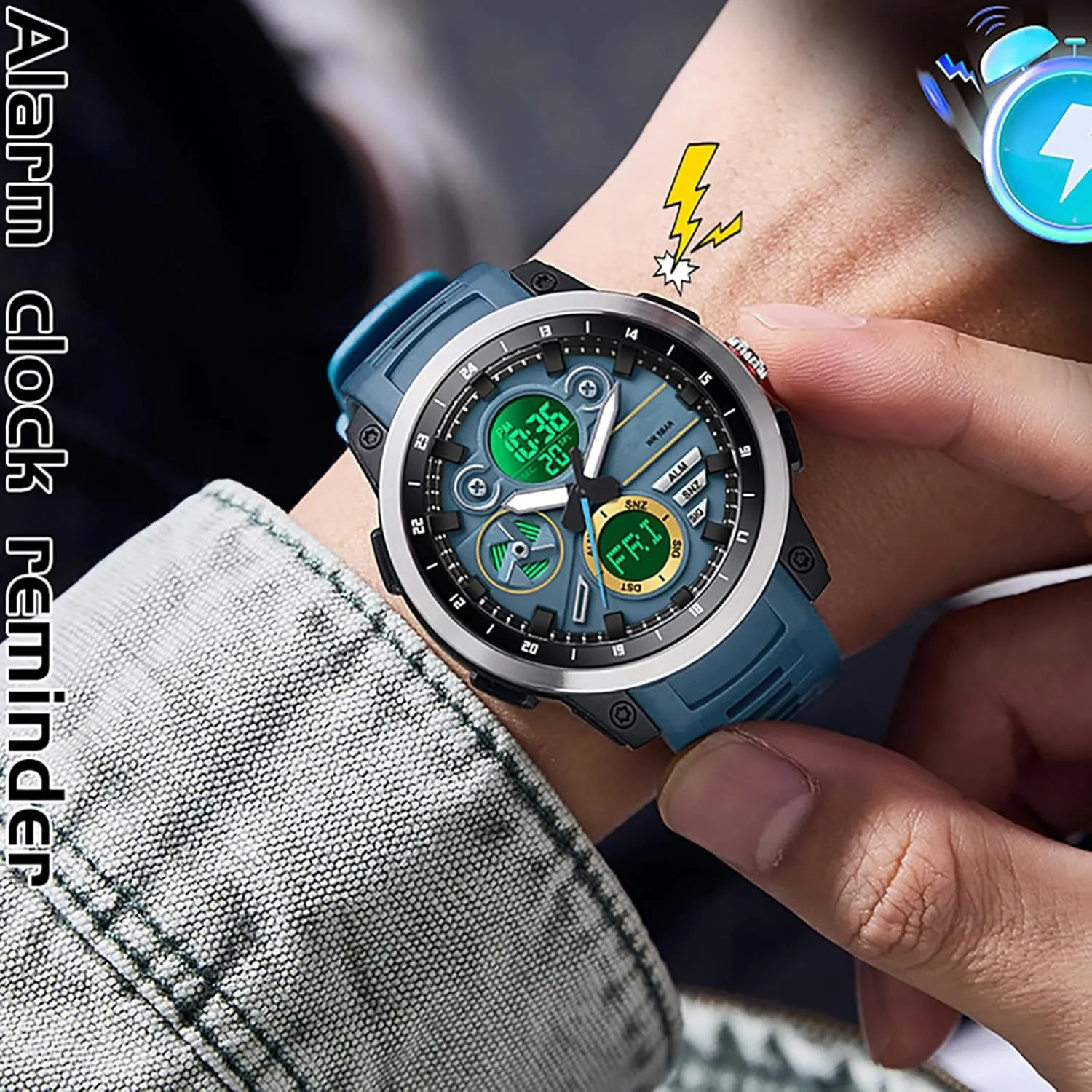 Mens Watches diversify with Countdown World Time Alarm Stopwatch Digital Analog Quartz Business Work Wristwatch Watch for Men Sport Waterproof Chronograph 