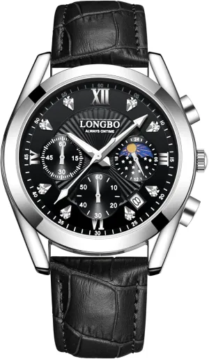 Mens Watches, Waterproof, Night Light, Calendar, Chronograph approximation lens stylish mainstay versus Watch for Stylish Men Quartz Casual Men's Watches,Genuine Leather Strap 