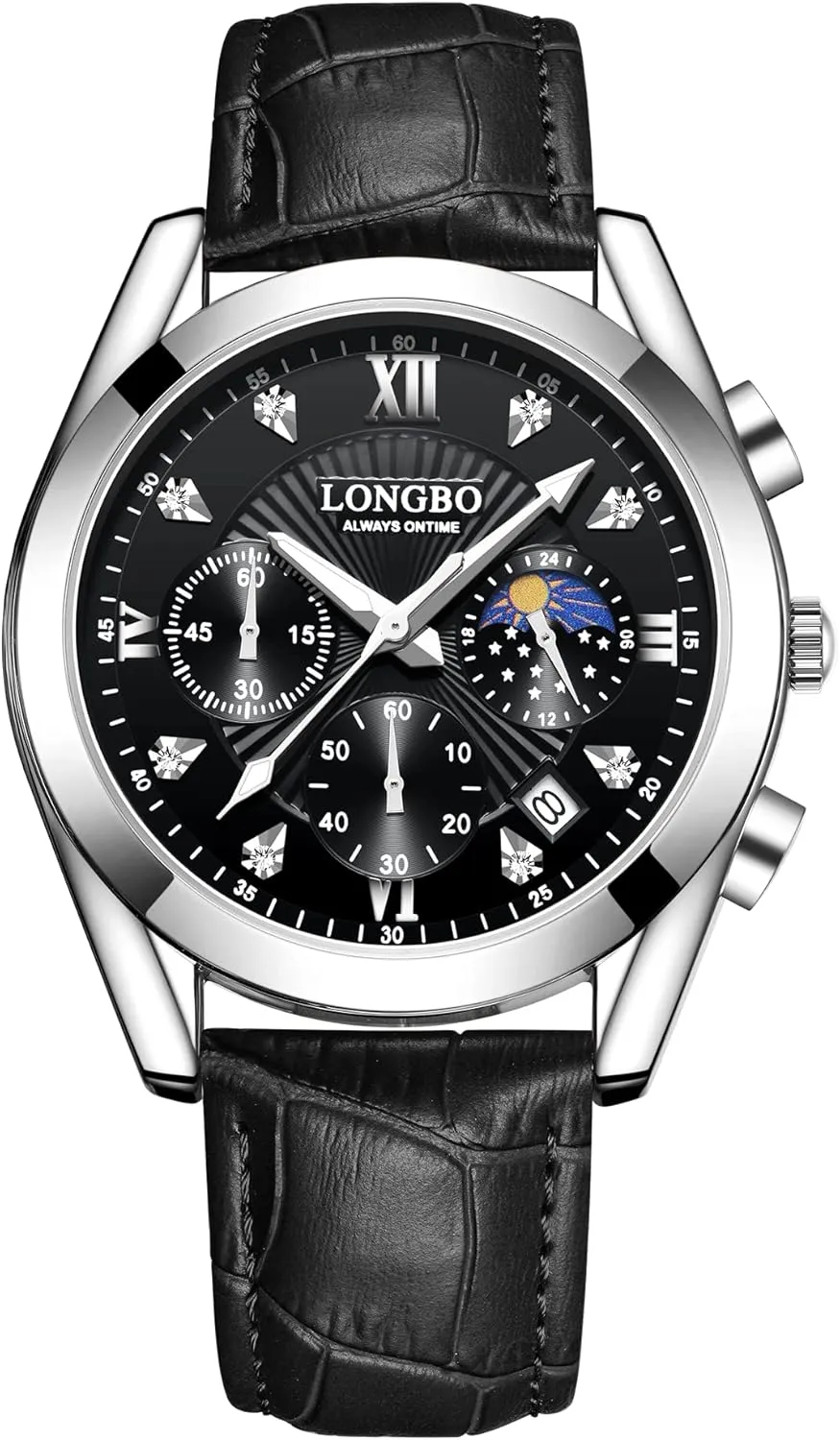 Mens Watches, Waterproof, Night Light, Calendar, Chronograph approximation lens stylish mainstay versus Watch for Stylish Men Quartz Casual Men's Watches,Genuine Leather Strap 