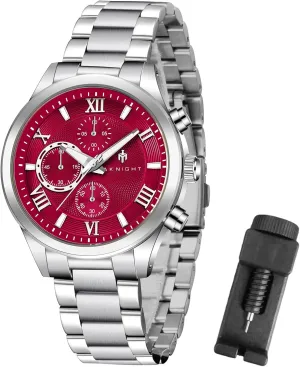 Men's Wrist Watches BY BENYAR AKNIGHT Men's Watches Analog Quartz Chronograph Waterproof Luminous Big Face Stainless prosper Steel Strap Watches for Men Colourful Fashion Dress 