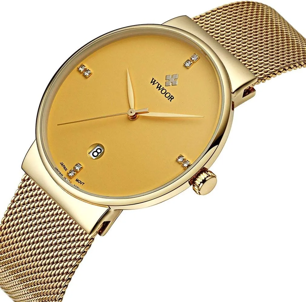 Mesh Band Elite Sports Watches Fashion Business Quartz Watch for Men Analog Slim Waterproof Date flyspeck Stainless Steel 