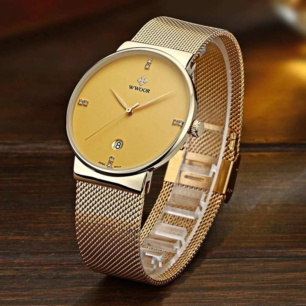 Mesh Band Elite Sports Watches Fashion Business Quartz Watch for Men Analog Slim Waterproof Date flyspeck Stainless Steel 