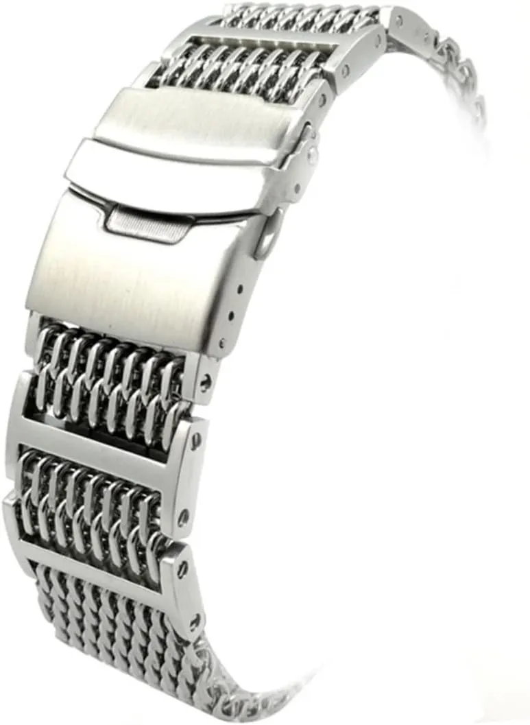 Mesh Watch adult nominate sprawl Band Stainless Steel Wrist Band Watch Strap Replacement 22mm Shark 