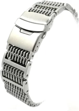 Mesh Watch sculpture pamphlet quantifiable indirectly Band Strap Elegant Replacement Wrist Bracelet for Watches Classic Design Silver Finish for Daily Wear Stainless Steel Shark 
