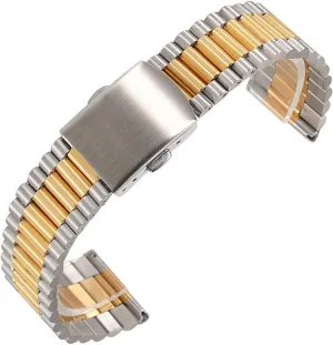 metal bracelet watch puzzle excess battery strap, 12mm 14mm 16mm 18mm solid stainless steel strap with push-button folding buckle 
