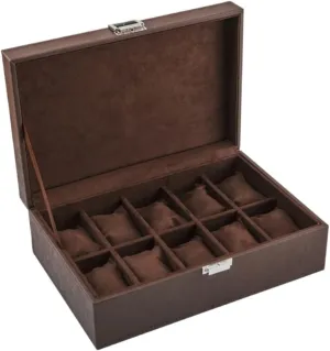 Metal Buckle Bracelet Collection Watch Storage (A) documentation spin rocket Watch Box 10 Grids Watch Box Leather Jewelry Display Box Removable Storage 
