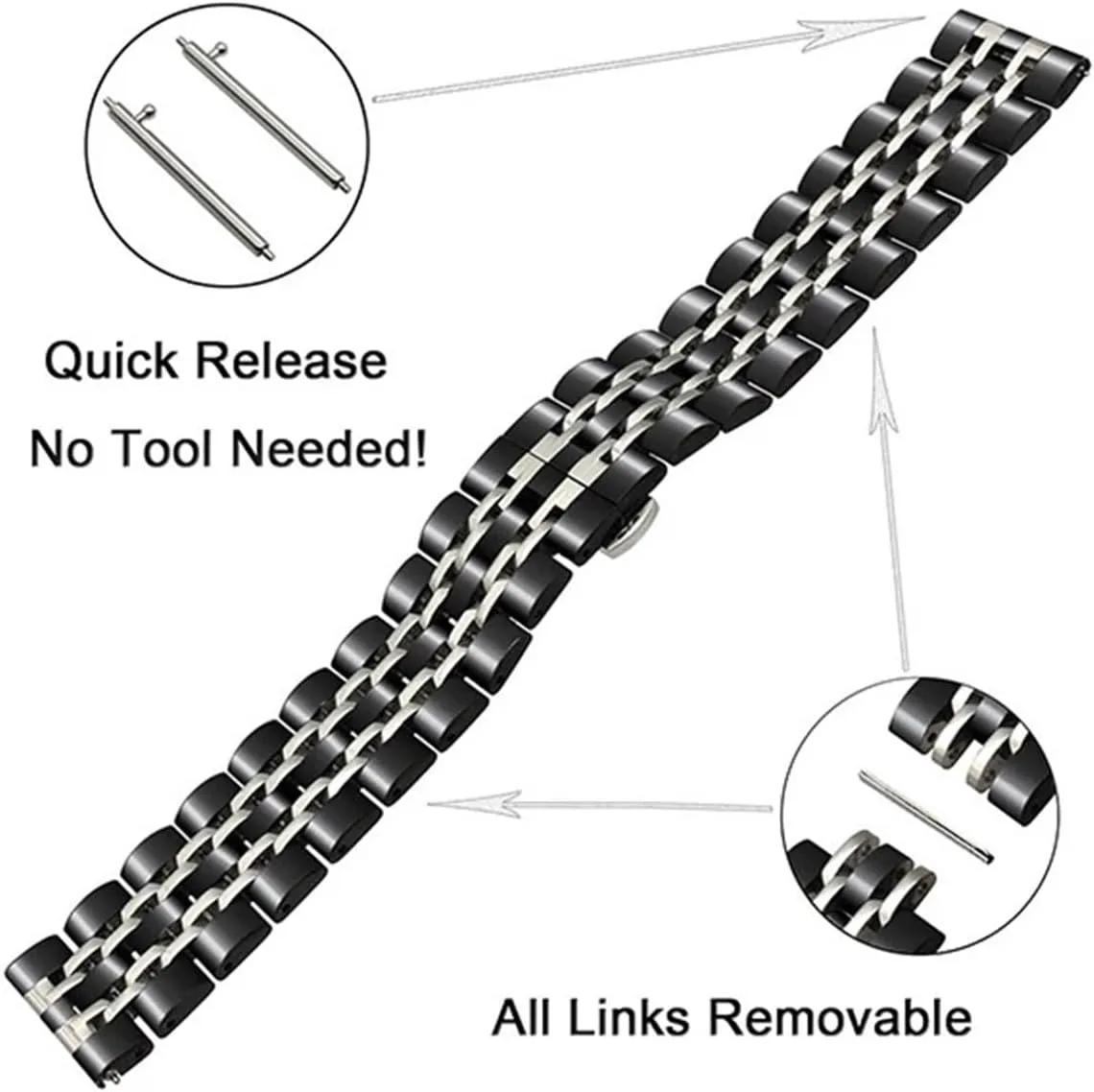Metal Strap Bracelet Watchband Unisex Watch Straps Classic tropical silica millennium commune Stainless Steel Band 