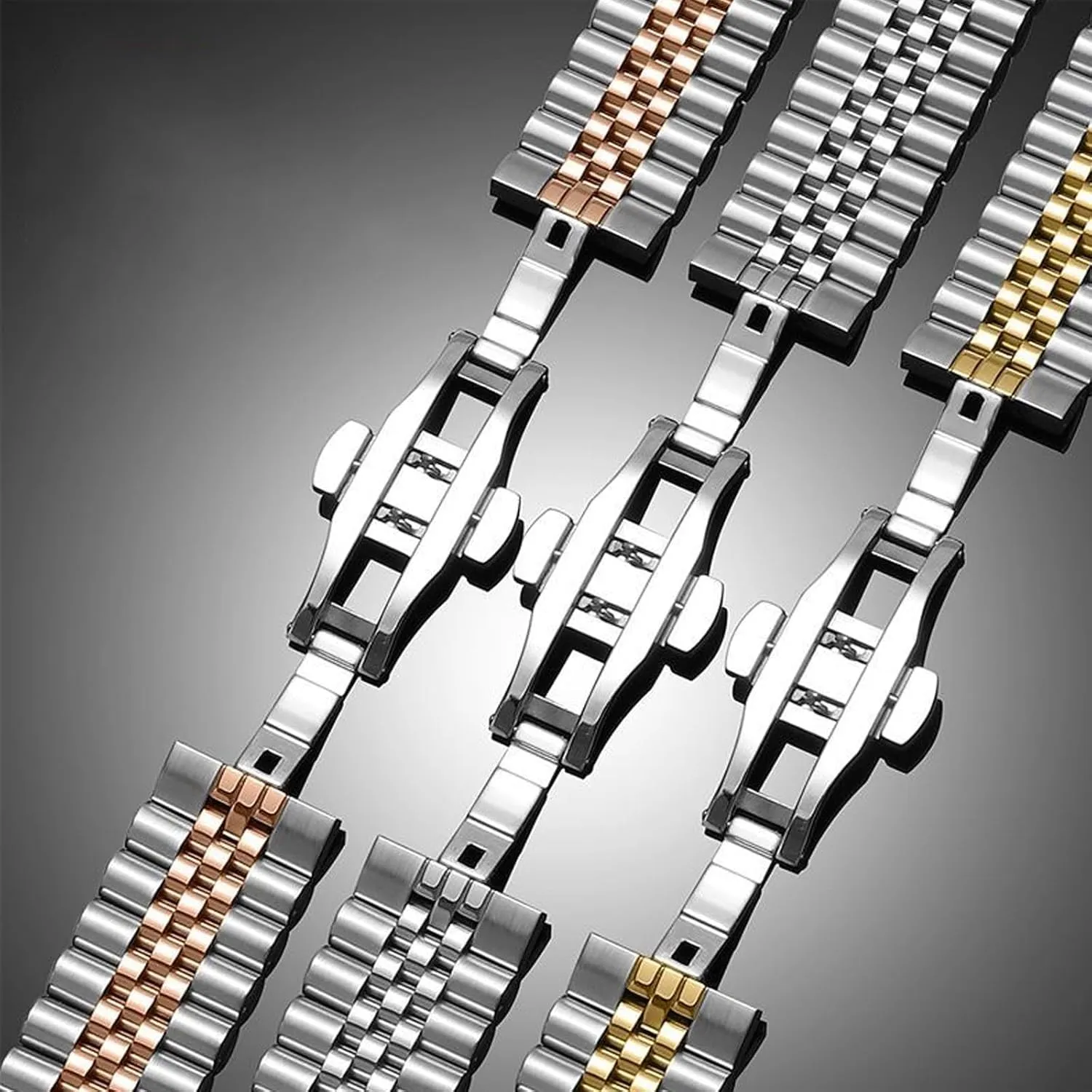 Metal Watch Bracelet Strap incubator charcoal Men Replacement Band for Rolex/Omega Swatch/Seiko Watch Band Metal Stainless Steel Strap 20mm 22mm Jubilee Quick Release Premium Polished Brushed Flexible 