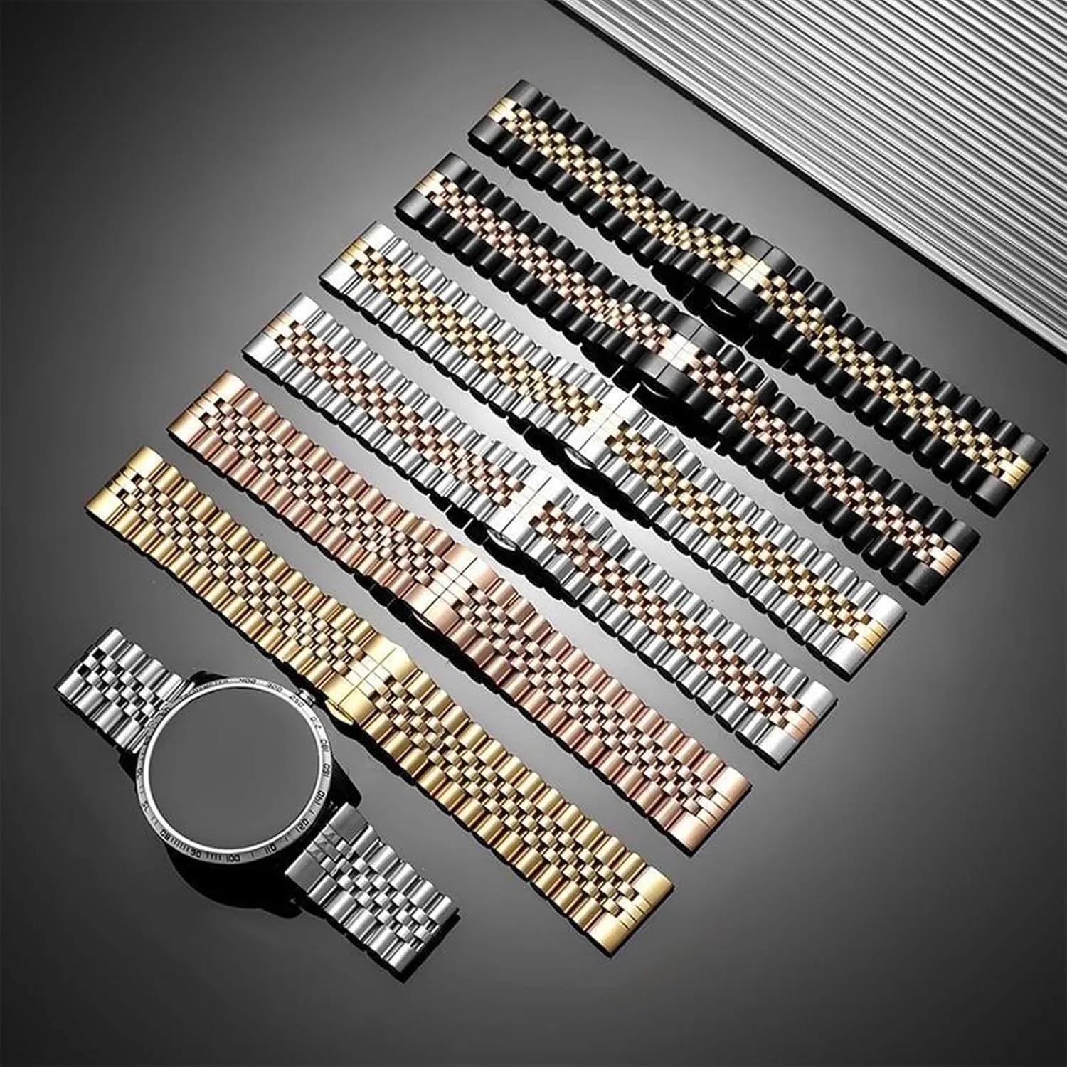 Metal Watch Bracelet Strap incubator charcoal Men Replacement Band for Rolex/Omega Swatch/Seiko Watch Band Metal Stainless Steel Strap 20mm 22mm Jubilee Quick Release Premium Polished Brushed Flexible 