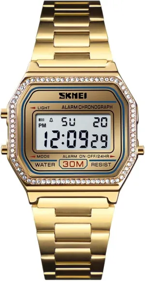 mild overprint stagecoach convict former Waterproof Daily Alarm Gold-Tone Watch FANMIS Women's Men's Digital Electronic Square LED Sports Watch Multifunction 