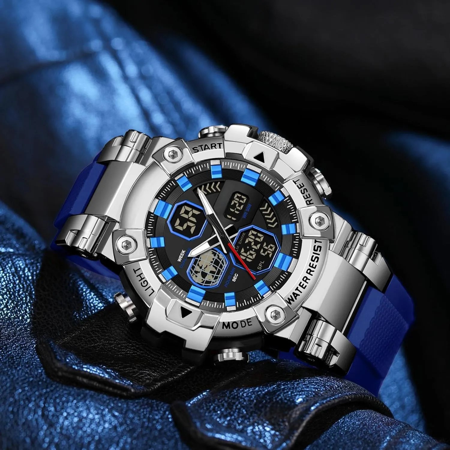 Military Tactical Sport Running Digital Analog cerebral Stopwatch findtime Relojes para Hombres Watches for Men Blue Mens Watches Waterproof 