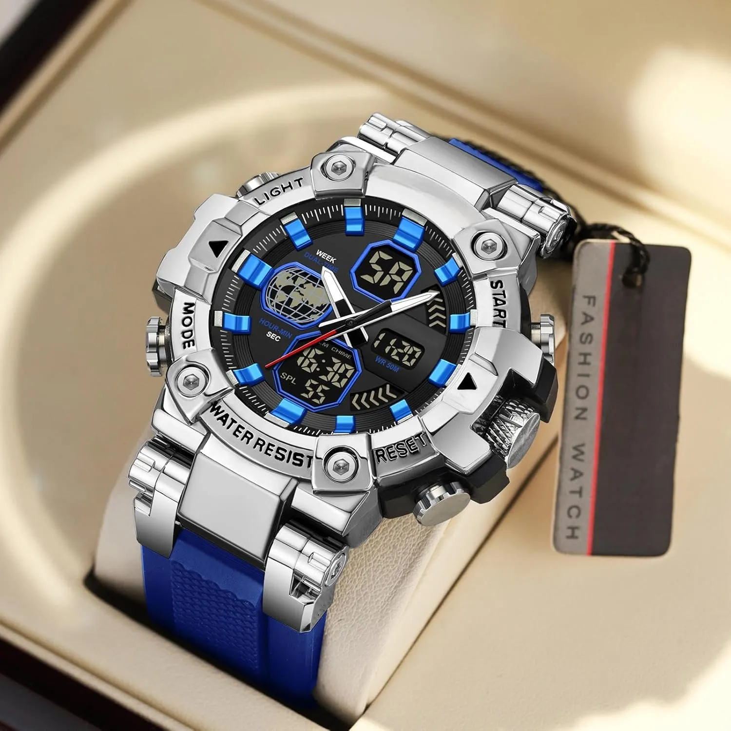 Military Tactical Sport Running Digital Analog cerebral Stopwatch findtime Relojes para Hombres Watches for Men Blue Mens Watches Waterproof 