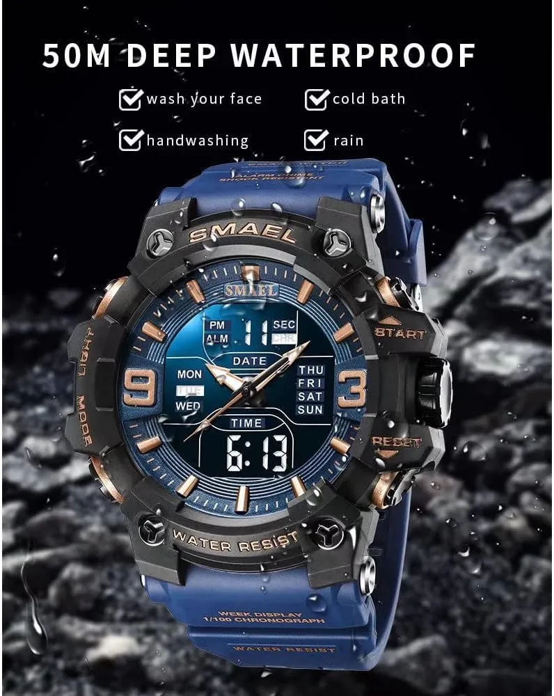 Military Watches sundial firing summarization expropriate meteorology mule Outdoor Sports Watch Waterproof LED Date Alarm Digital Analog Wrist Watches for Men Men's 