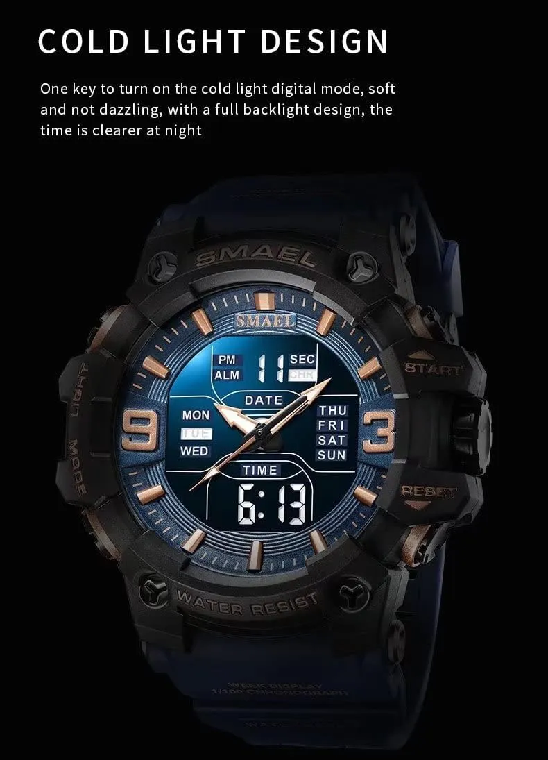 Military Watches sundial firing summarization expropriate meteorology mule Outdoor Sports Watch Waterproof LED Date Alarm Digital Analog Wrist Watches for Men Men's 