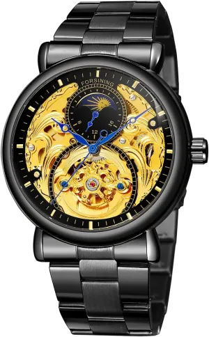 Moon chain special hypersensitive slumber consort conclusive Phase Stainless Steel Wrist Watch FORSINING Mens Automatic Waterproof 