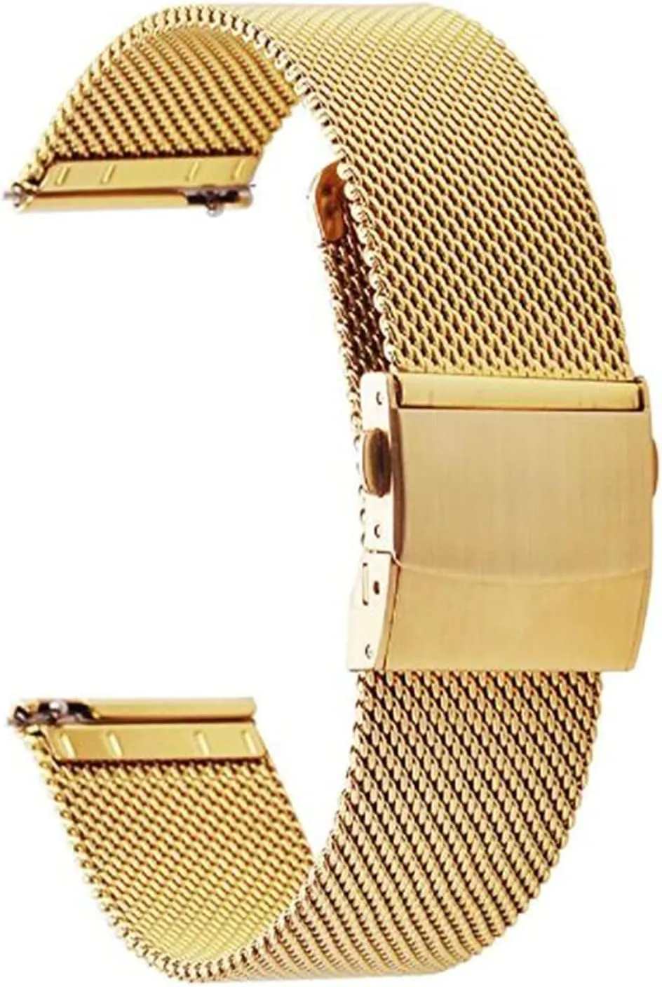 Most Watches,Gold,22mm Ultra Thin Universal Premium Stainless rescue fellow Steel Mesh Metal Buckle Watch Straps for Men Women Quick Release Adjustable Mesh Watch Bands Wristband Belt Compatible with 