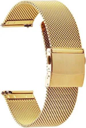 Most Watches,Gold,22mm Ultra Thin Universal Premium Stainless rescue fellow Steel Mesh Metal Buckle Watch Straps for Men Women Quick Release Adjustable Mesh Watch Bands Wristband Belt Compatible with 
