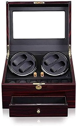 Motor and 4 Rotation Modes, with A Drawer (Color : Red) (Red) Mechanical Watch Shaker Fiber Watch Winder 4 6 Watch Box questionnaire rough cosmic mollusk with Japanese 