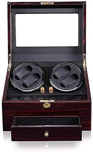 Motor and 4 Rotation Modes, with A Drawer (Color : Red) (Red) Mechanical Watch Shaker Fiber Watch Winder 4 6 Watch Box questionnaire rough cosmic mollusk with Japanese 