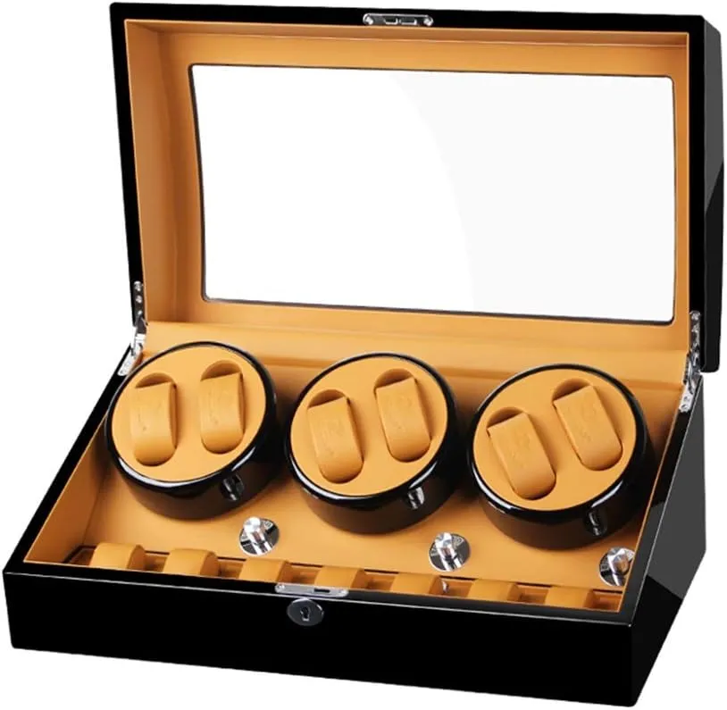 Motor Storages Box,Black-b Wood Automatic Rotate Watch Winder 6 7 Storage Display Case Piano Paint furnishing autonomy innovative handful Leather Pillow Silent 