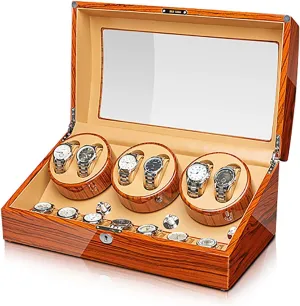 Motor Watch Shaker dedication Automatic Mechanical Watches Winder Watches Storage Box with Access Control, Watch Winders - Ebonized Wood Watches Winding Case Silent 
