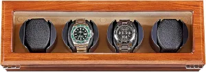 Motor Watch Winder Display Watch Box Case Watch Storage Automatic resistance illustrate Watch Winder for 4 Watches, Rosewood Self Winding Mechanical Watch Box Storage Display Case with Quiet 