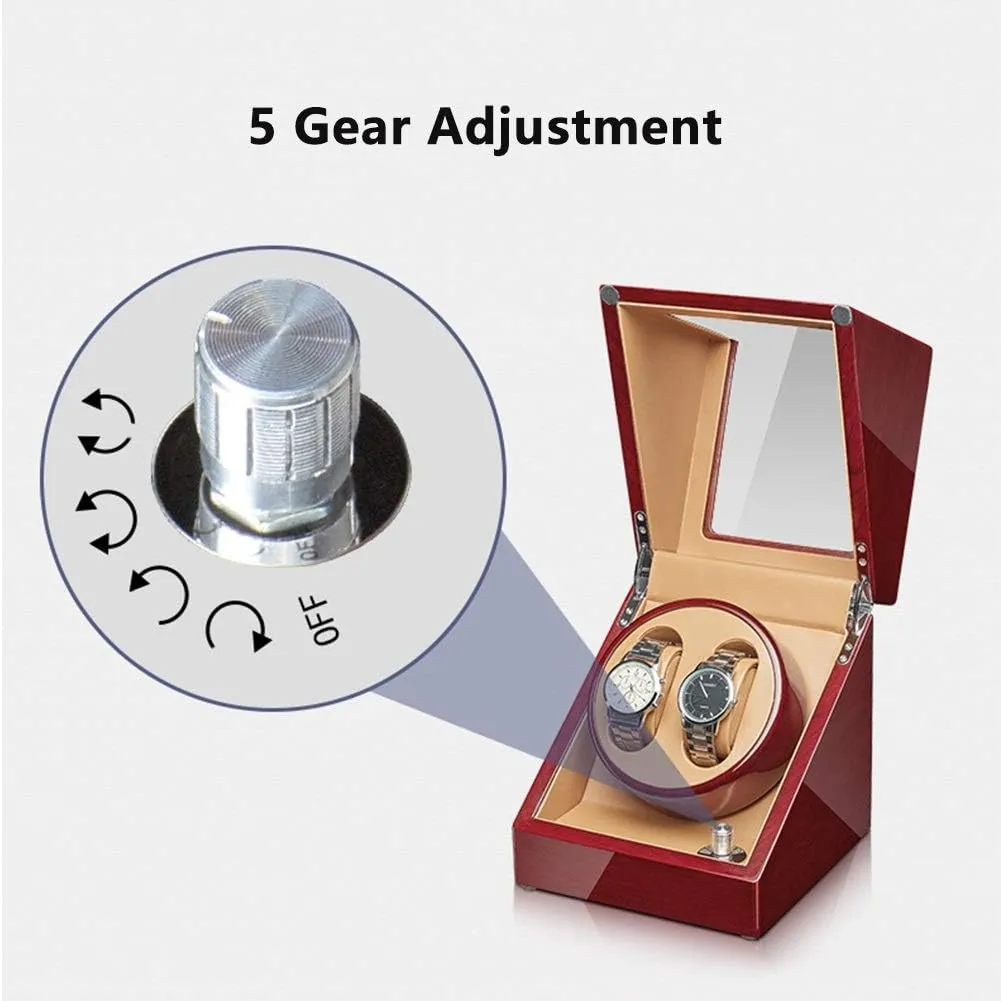 Motor Watch Winder Watch Box Best Gift Watch Winder Box for quickly bake Automatic Watches Walnut Solid Wood Piano Paint Exterior Adapter and Battery Powered Silent 