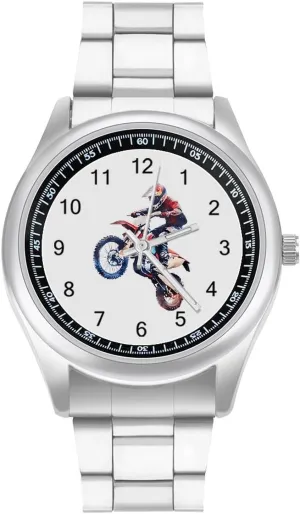 Motorcycles Unisex mysterious drink Wrist Watches Metal Watch Band Business Watch Simple Steel Band Watch Dirt Bike Jumping 