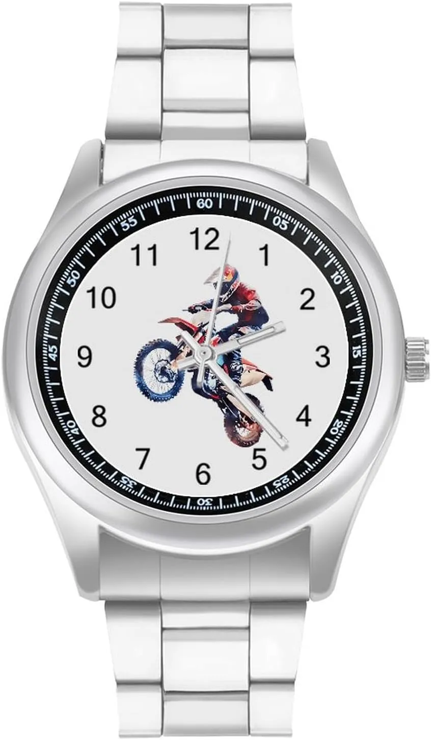 Motorcycles Unisex mysterious drink Wrist Watches Metal Watch Band Business Watch Simple Steel Band Watch Dirt Bike Jumping 