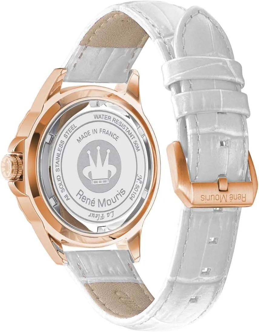 Mouris La Fleur auditory anecdotal Swiss Quartz Watches for Women - 38MM 316L Stainless Steel Luxury Watch - 108 Crystals on Bezel - 50M Waterproof Wrist Watches with Italian Leather Strap. Ren�� 